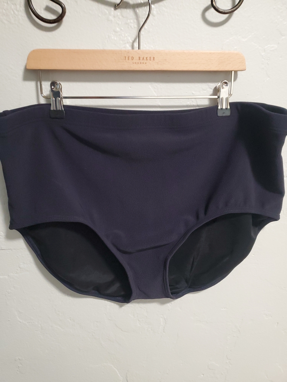 Lands' End Ribbed High-Rise Swim Bottoms in Dark Navy
